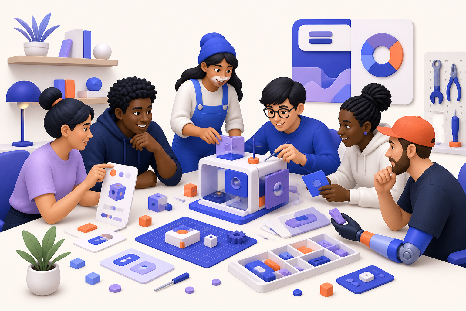 People meeting, learning and building together